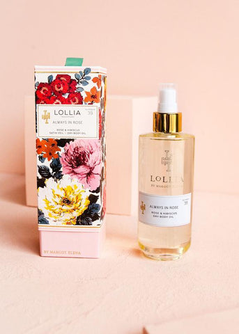 Lollia Always In Rose Dry Body Oil and Box