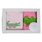 Three Marthas Pink Gator Onesie And Burp Pad Boxed Set